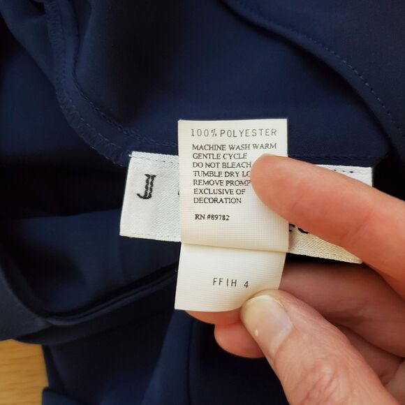 Vintage 90s Josie Navy Blue Red Embroidered Bias Slip Dress - Picture 8 of 8